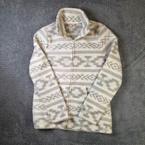 Sonoma Life + Style Womens Medium Aztec Fleece Jacket Full Zip Gray White